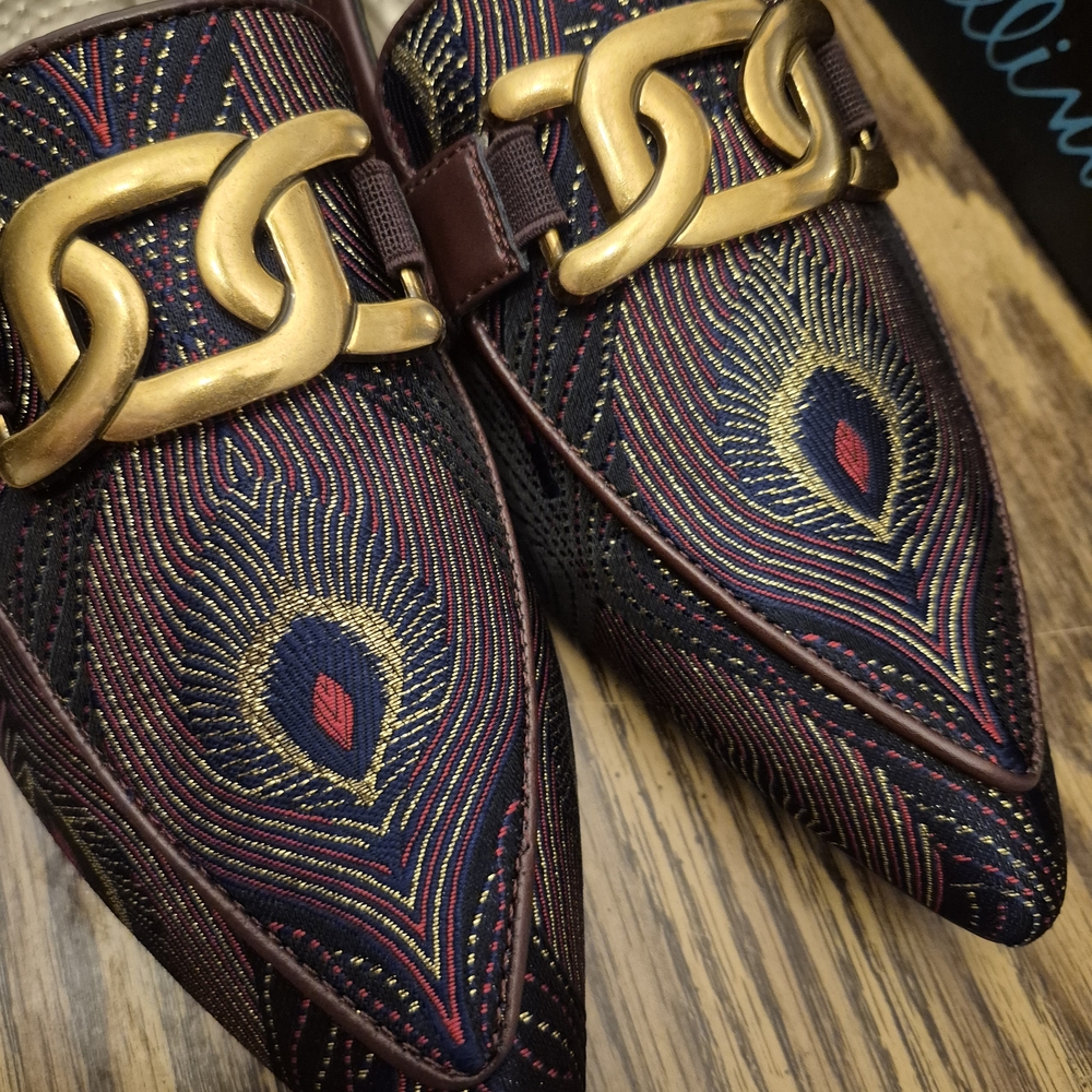 Bellini Peacock Pattern Flats - Brown and Gold - Picture 6 of 7